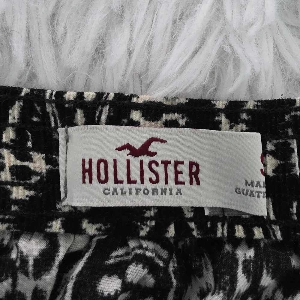 Hollister Womens Black White Geometric Tribal Sharkbite Hem Midi‎ Skirt Small